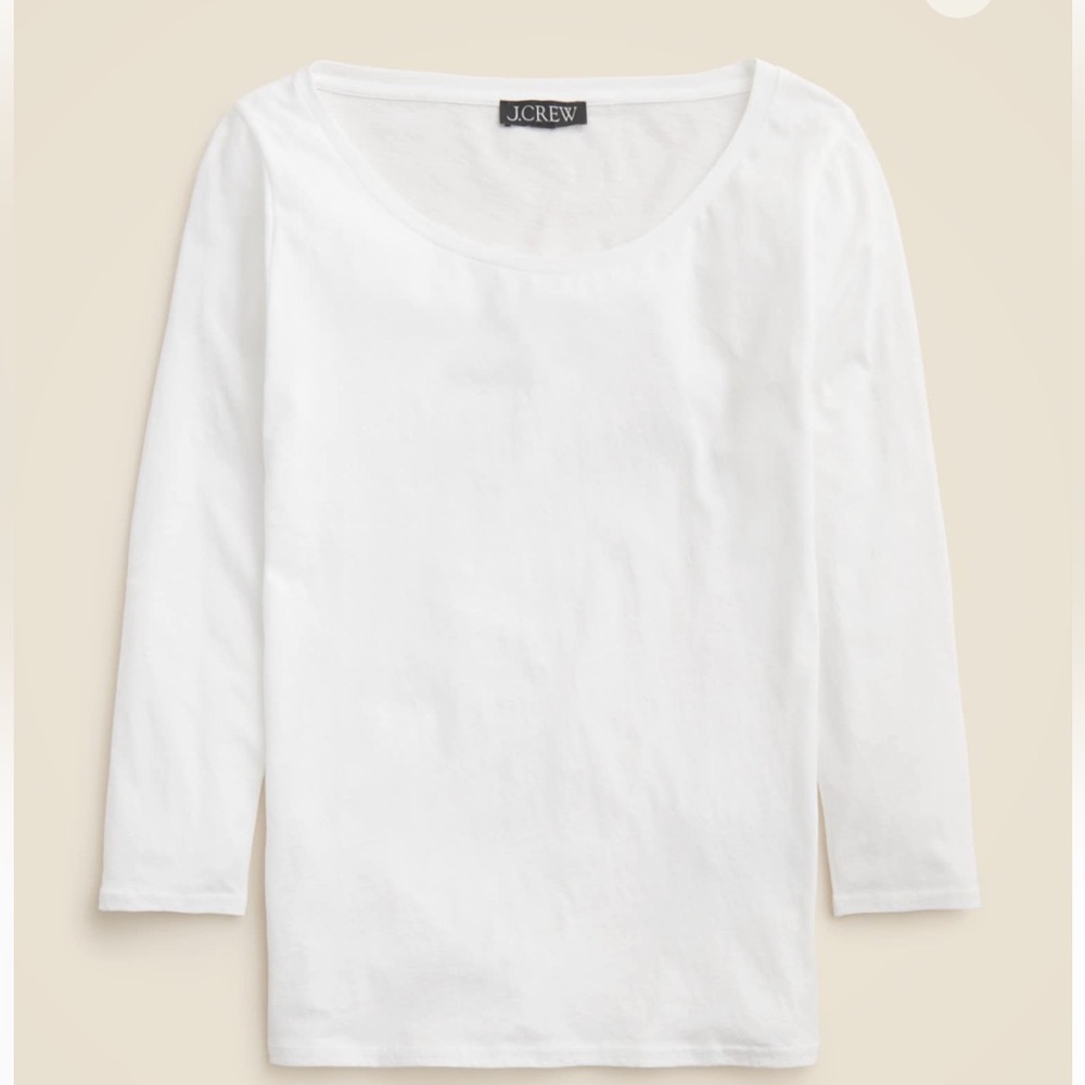 J.Crew Feather jersey three-quarter sleeve T-shirt in White NWT